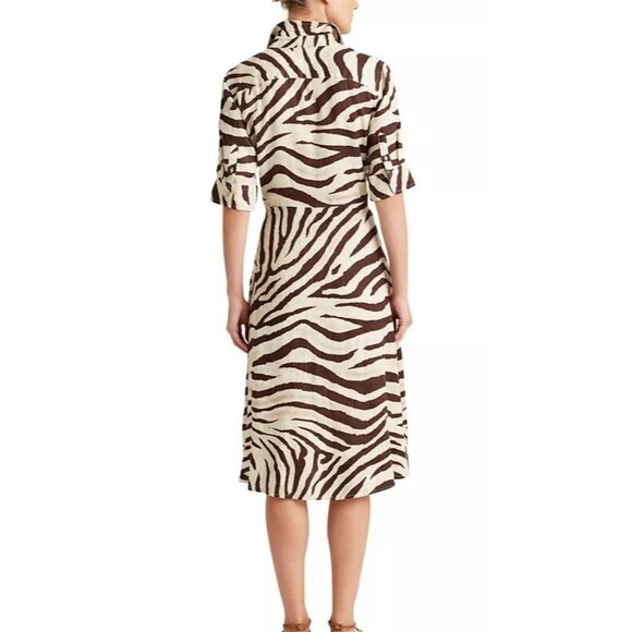 Lauren Ralph Lauren Animal Print Dress Fit & Flare Linen Shirtdress Women's 18W - Picture 2 of 11